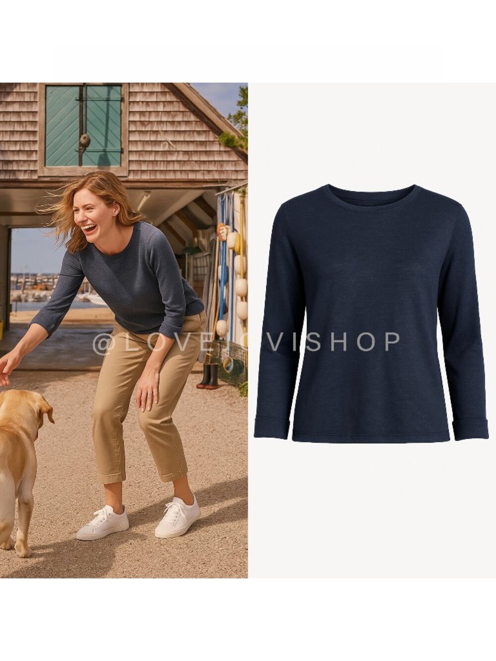 Coastal | Vince Linen Navy Pullover Sweater | Classic Coastal Lightweight Luxe